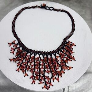 (Z4) Antique hand-woven necklace w/rare stones Beautiful retro pendant Jewelry